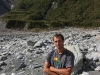 Fox Glacier: George at the terminal face (which is the other way :-) )