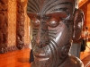 Waitangi: carvings inside Whare Runanga