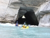 Shotover river: man-made tunnel at the end of the run